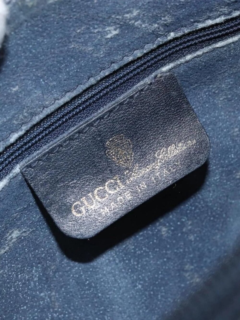 GUCCI GG Supreme Sherry Line Bag PVC Navy Gold Red 012 3841 58 Auth 169093 - Picture 11 of 16